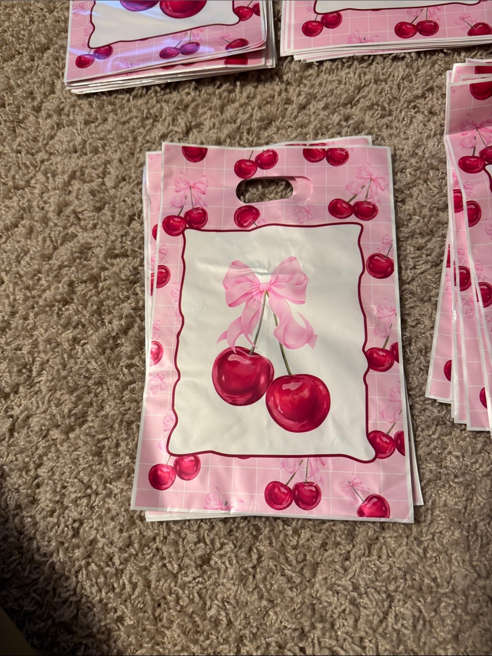 Pink Cherry Treat Bags – Pack of 43 Decorative Party Favor Bags